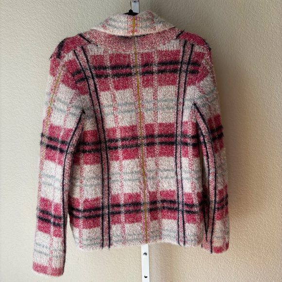 Anthropologie Maeve Aurelia Pink Alpaca/Wool Blend Fuzzy Oversize Jacket Size XS - Picture 3 of 4